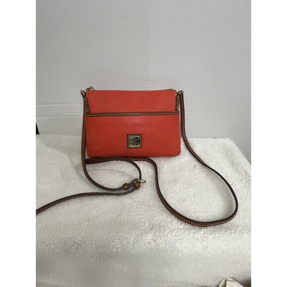 Dooney & Bourke Ginger Pouchette Crossbody Pebble Leather RED/ORANGE - Picture 1 of 14